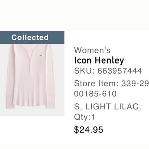 Hollister Icon Henley Women's Top - Light Lilac